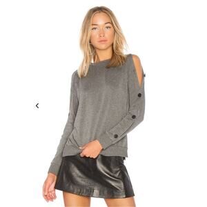 Bailey 44 Soft gray tunic sweatshirt with buttons on sleeve